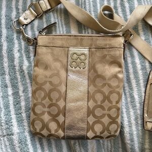 Coach Julia Signature Stripe Metallic Crossbody Bag Sold